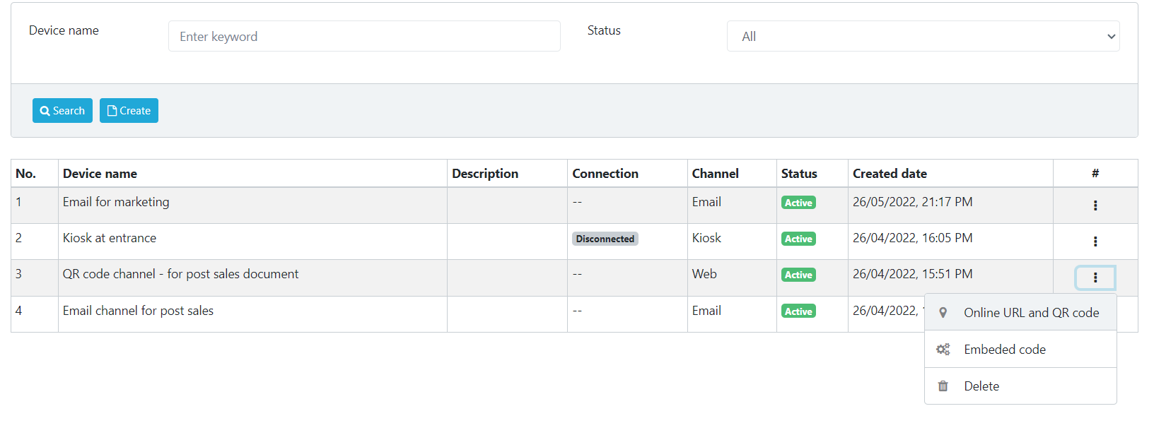 Web Survey Channel's functions